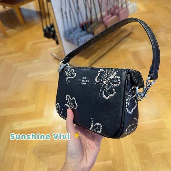 NWT Coach Nolita 19 With Sparkly Butterfly Print CCF58 Silver Black Multi - Picture 4 of 6